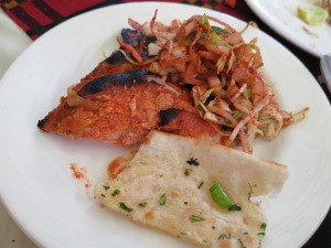Fish, a salad of cabbage and another flatbread. Delicious.